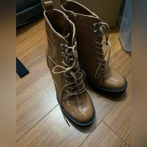 Brown vinyl boots